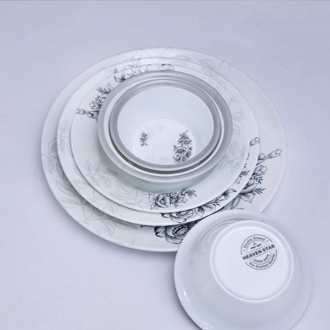80pcs Pitch Dark Motif Melamine Dinner Set