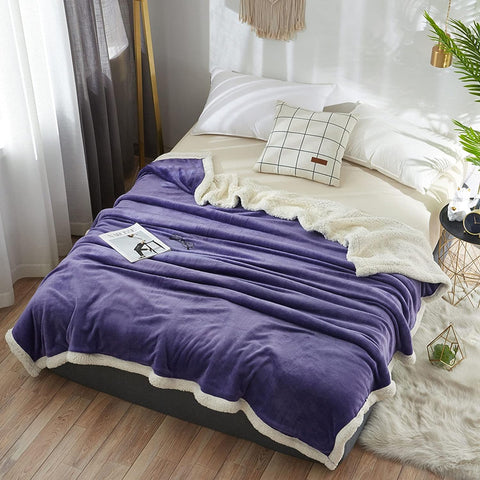 Plum Sherpa Patch Blanket