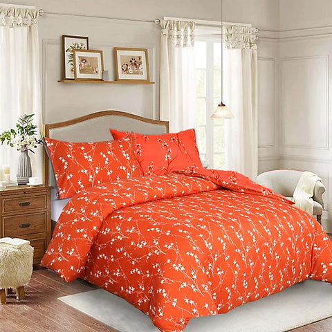 Rust Flower Orange Soft Satin Duvet Cover