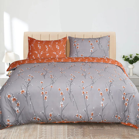 Rust Flower Soft Satin Duvet Covers