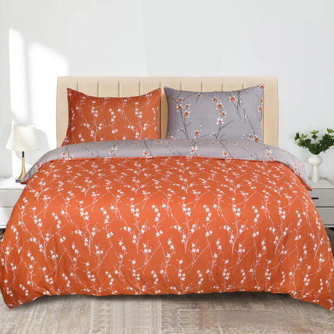 Rust flower Orange Soft Satin Bedsheet