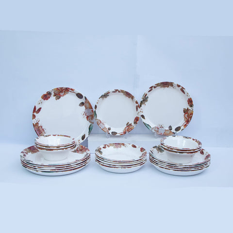 Spring Rose Melamine Dinner Set- 37 Pcs