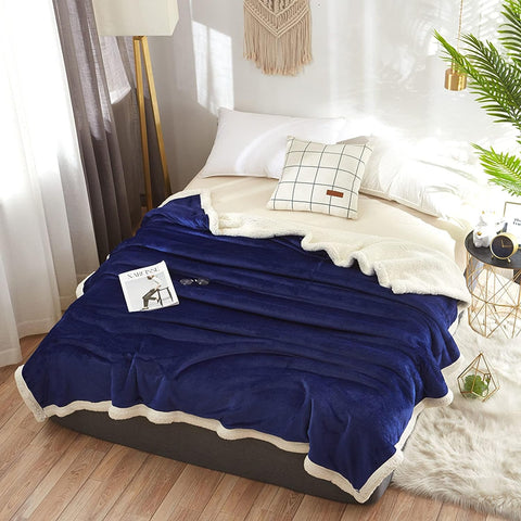 Blue Sherpa Patch Blanket