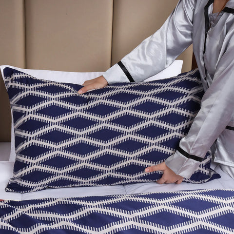 Navy Check Design Soft Satin Bedsheet