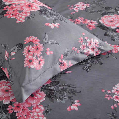 Bouquet Design Cotton Satin Duvet Cover Set