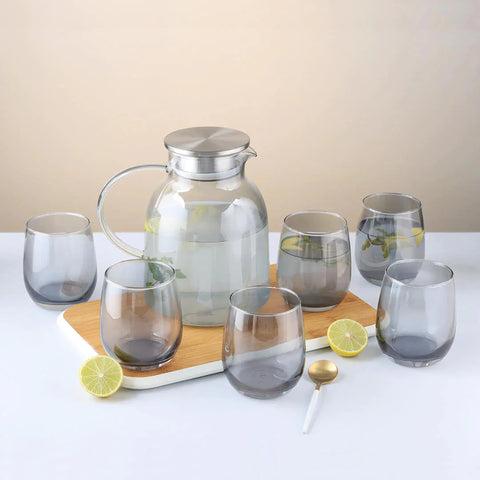 7Pcs Borosilicate Grey Glass Set