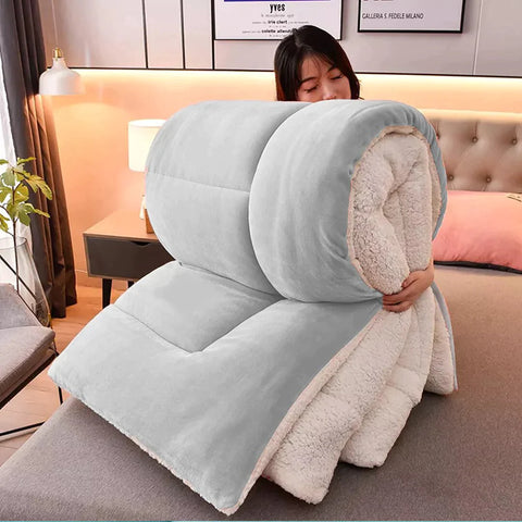 Silver  Quilted Fleece Sherpa Comforter