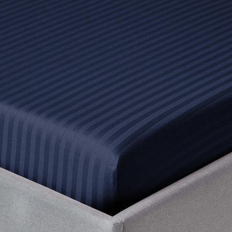 3 Pcs Stripe Fitted Sheet Set-Navy