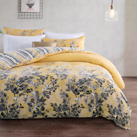 Ochre Blossom Soft Satin Bedsheet (Yellow)
