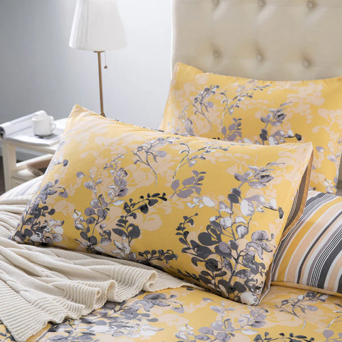 Ochre Blossom Soft Satin Bedsheet (Yellow)