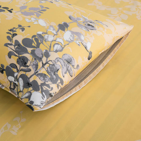 Ochre Blossom Soft Satin Bedsheet (Yellow)