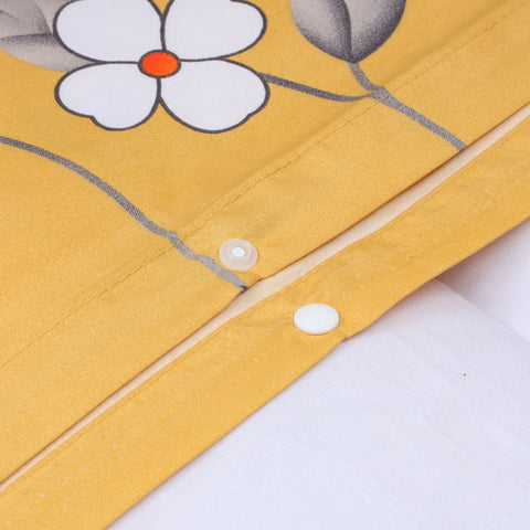 Ochre Flower Soft Satin Duvet Cover