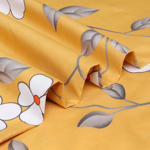 Ochre Flower  Soft Satin Bedsheet