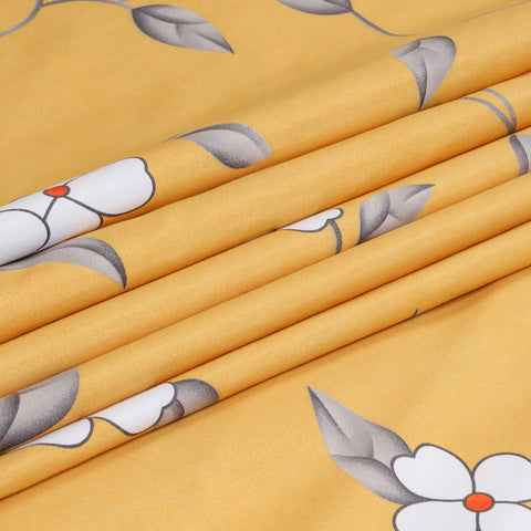Ochre Flower Soft Satin Duvet Cover