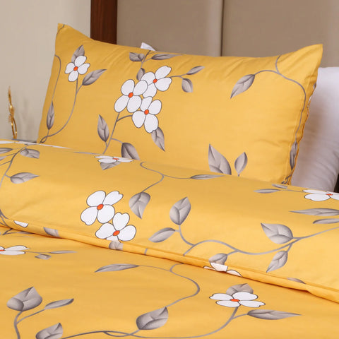 Ochre Flower Soft Satin Duvet Cover