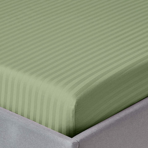 3 Pcs Stripe Fitted Sheet Set-Olive Green