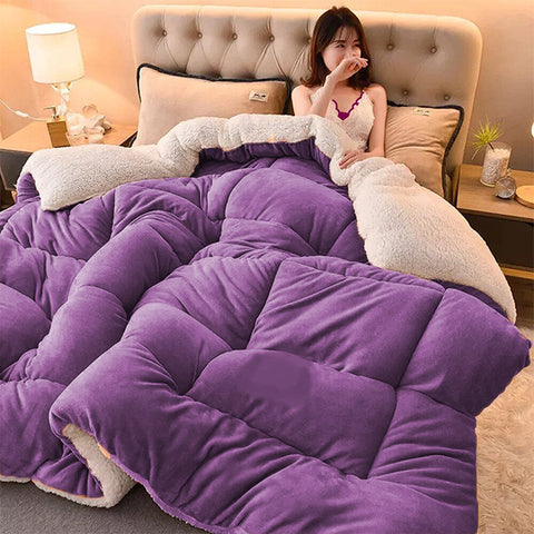 Purple Quilted Fleece Sherpa Comforter