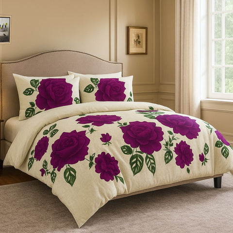 Breeze Purple Cotton Satin Duvet Cover Set