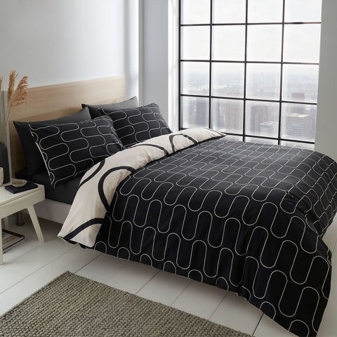 Black Waves Soft Satin Bedsheet