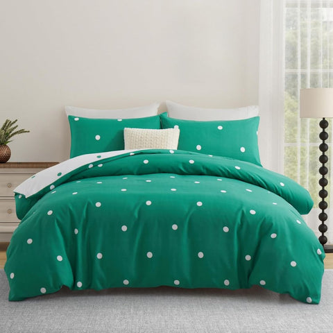 Green Dotted Soft Satin Bedsheet