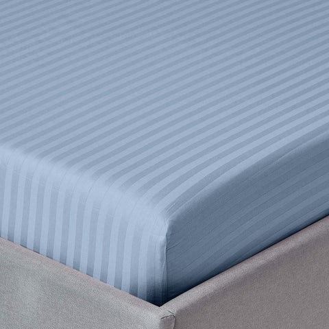 3 Pcs Stripe Fitted Sheet Set-Light Blue