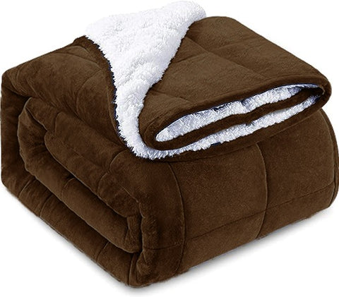 Brown Square Sherpa Blanket