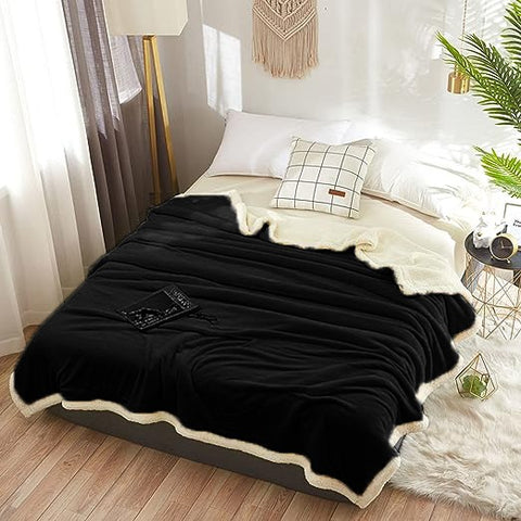 Black Sherpa Patch Blanket