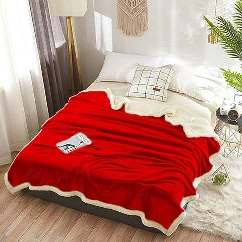 Wine Red Sherpa Patch Blanket