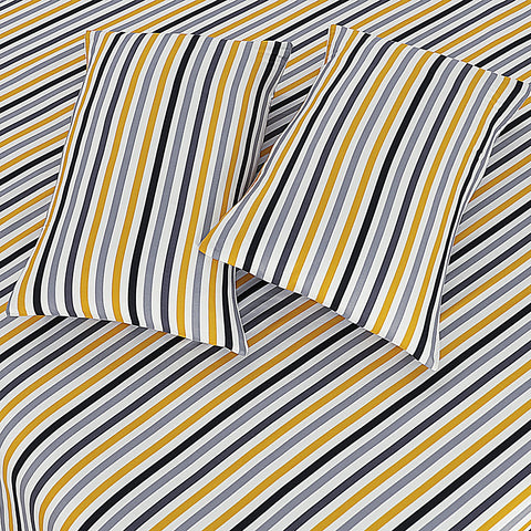 Ochre Stripe Soft Satin Bedsheet