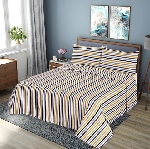 Ochre Stripe Soft Satin Bedsheet