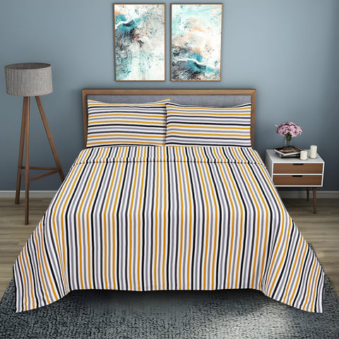 Ochre Stripe Soft Satin Bedsheet