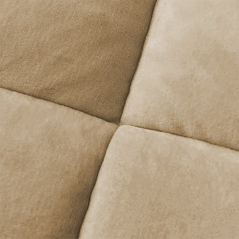 Camel Beige Quilted Fleece Sherpa Comforter