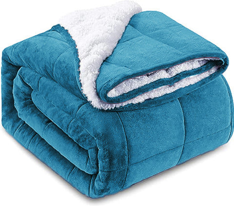 Haze Blue Square Sherpa Blanket