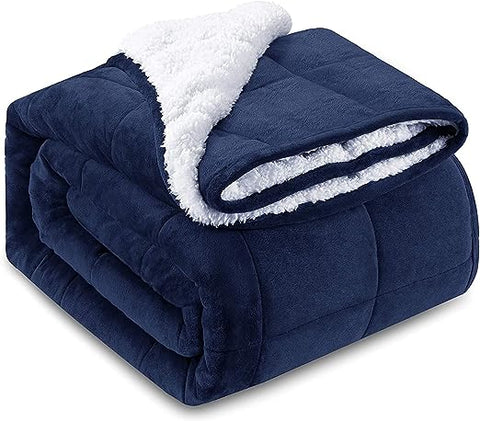 Blue Square Sherpa Blanket