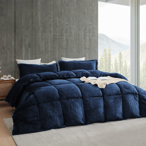 Navy Blue Quilted Fleece Razai