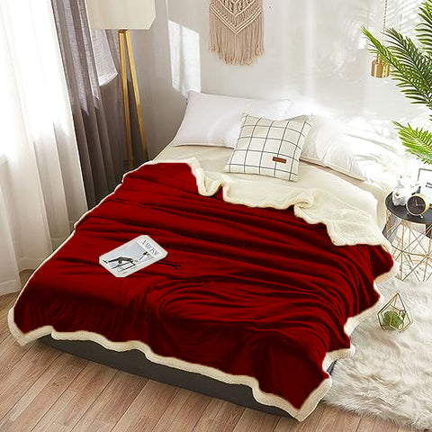 Burgundy Sherpa Patch Blanket