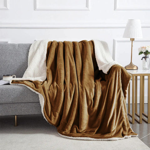 Brown Sherpa Throw Blanket