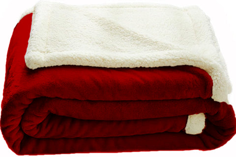 Burgundy Sherpa Patch Blanket