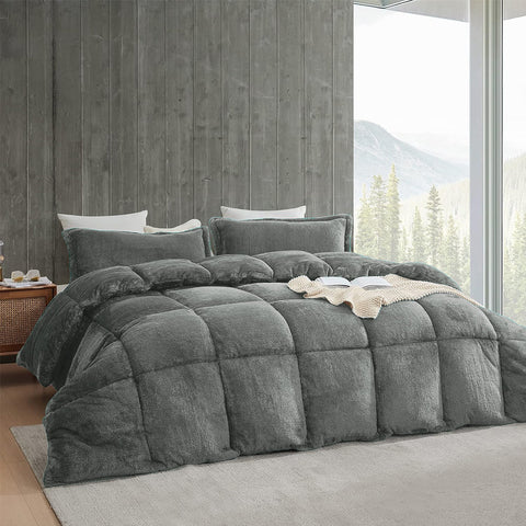 Charcoal Quilted Fleece Razai