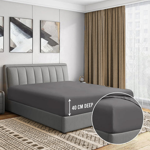 3 Pcs Fitted Sheet Set-Charcoal