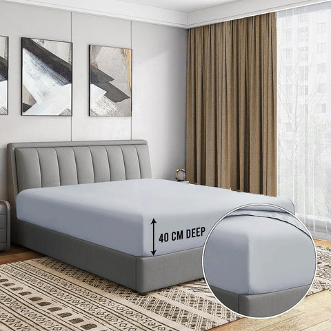 3 Pcs Fitted Sheet Set-Silver