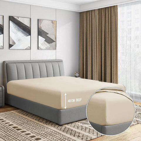 3 Pcs Fitted Sheet Set-Cream