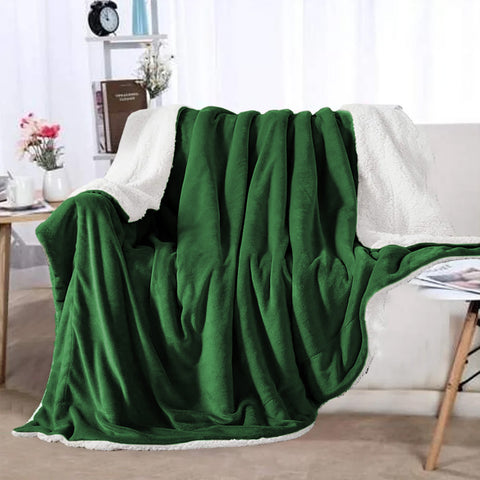 Green Sherpa Throw Blanket