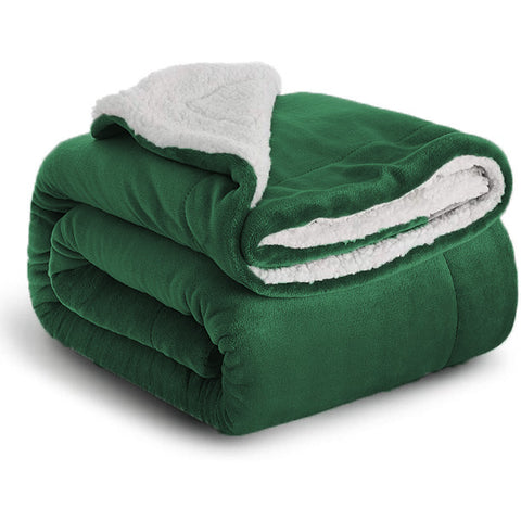 Green Sherpa Throw Blanket