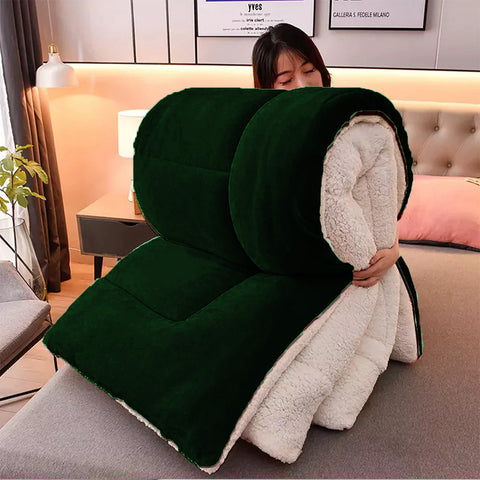 Green Quilted Fleece Sherpa Comforter