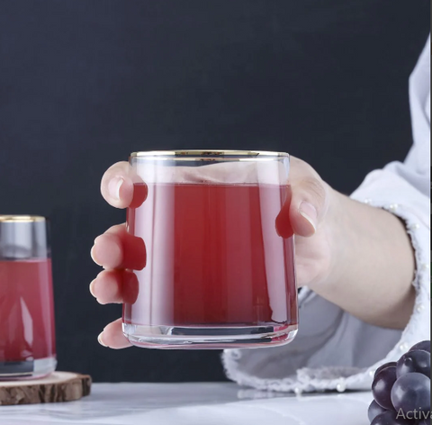 6Pcs Ions Plated Gold Rim Cocktail Glass Set