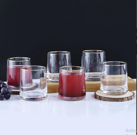 6Pcs Ions Plated Gold Rim Cocktail Glass Set
