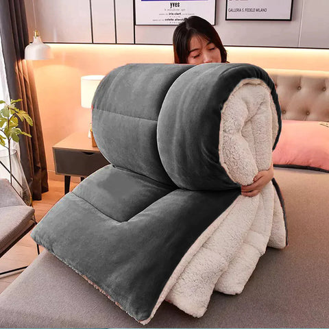 Charcoal Quilted Fleece Sherpa Comforter