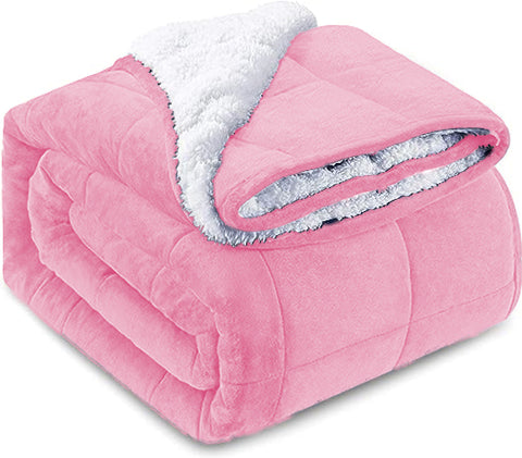 Pink Square Sherpa Blanket