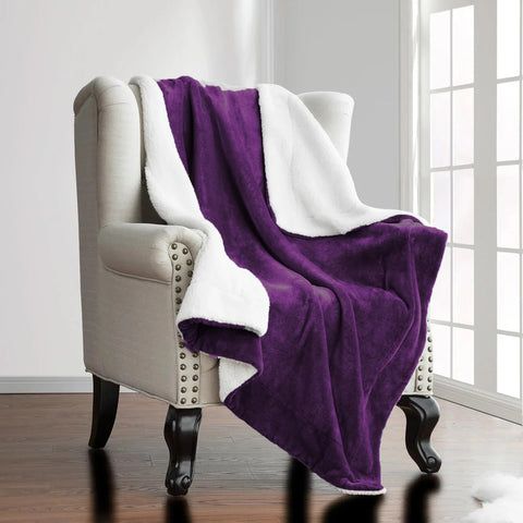 Plum Sherpa Throw Blanket